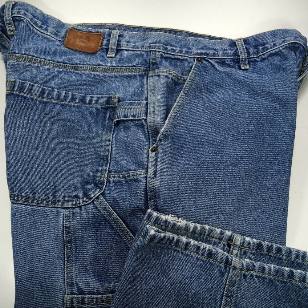 John Deere Mens Jeans 40x30 Carpenter‎ Work Blue Pants Trades Denim